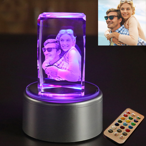 Personnalisé photo lampe 3D cristal,Personnalisé graver texte souvenir,  souvenirs de mariage, cadeau de mariage anniversaire de Noël Valentines